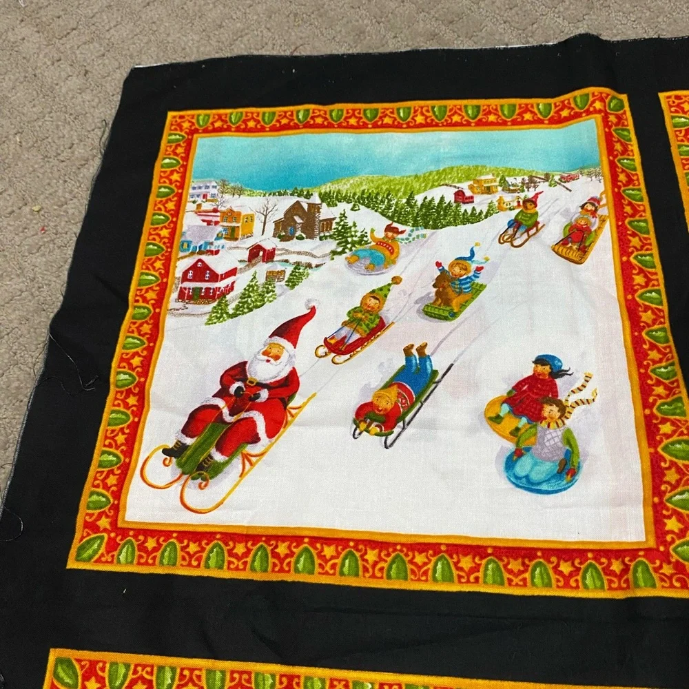 Holiday Christmas Panel by Moda Fabric - Festive Red & Green Scenic Print